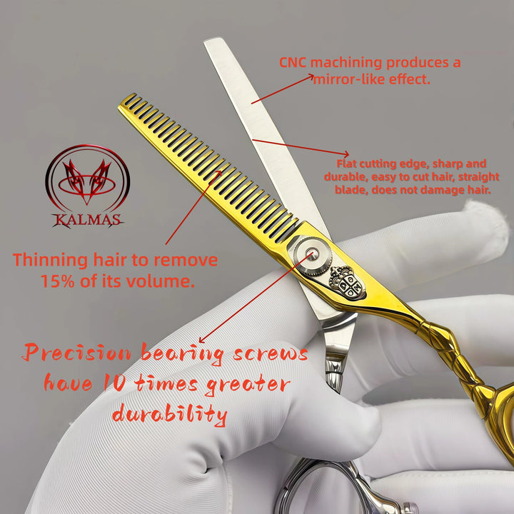 KALMAS Professional Hairdressing Scissors Set - Thinning Flat Tooth Scissors for Home Hair Cutting Styling Tools Halalzen