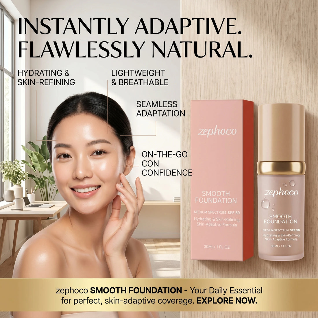 zephoco Color Changing Foundation Sunscreen Spf 50 Anti Aging Lasting Moisturizier Clearing Makeup Base Full Coverage Foundation