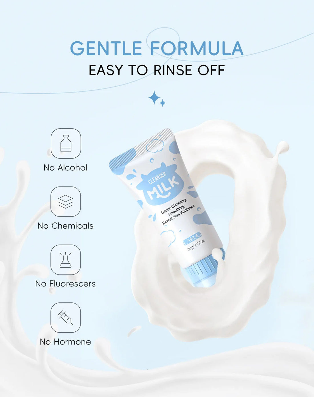 Laikou Milk Face Cleanser Facial Scrub Cleansing Wash Foam Mossee Acne Oil Control Blackhead Remover Shrink Pores Skin Care 80g Halalzen