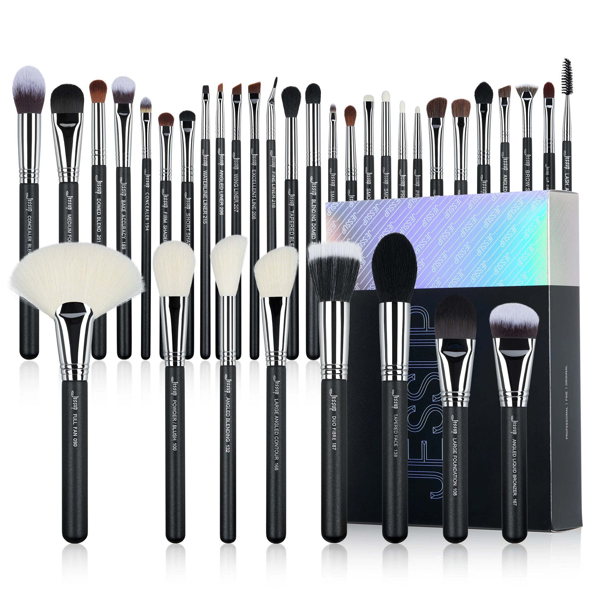 Jessup Makeup Brushes Set Professional 35pcs Premium Synthetic Labeled Make up Brush for Foundation Eyeshadow Concealer Contour