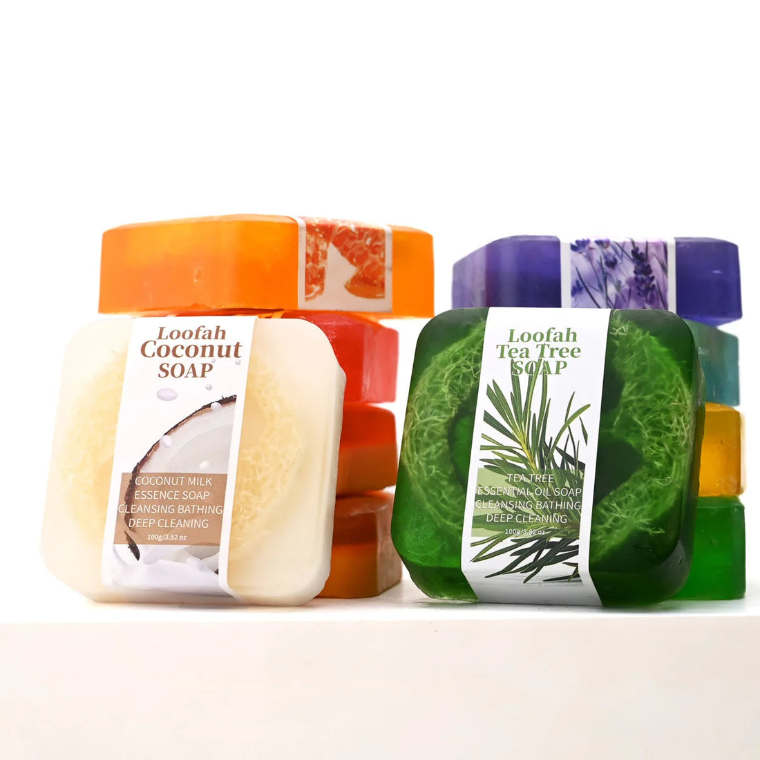 S+100g Tea Tree Loofah Soap Adult Glycerol Herbal Natural Silk Melon Moisturizing Whitening Facial Cleanser Body Bath Cleaning S Halalzen