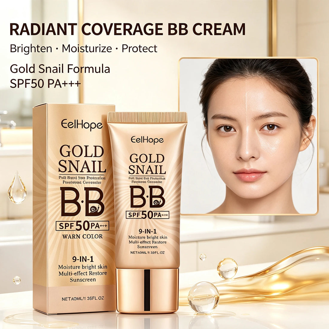 9-in-1 Moisture Bright Skin Multi-effect Restore Sunscreen Foundation Cream Long Lasting Moisturizing Concealer Natural Fit Skin