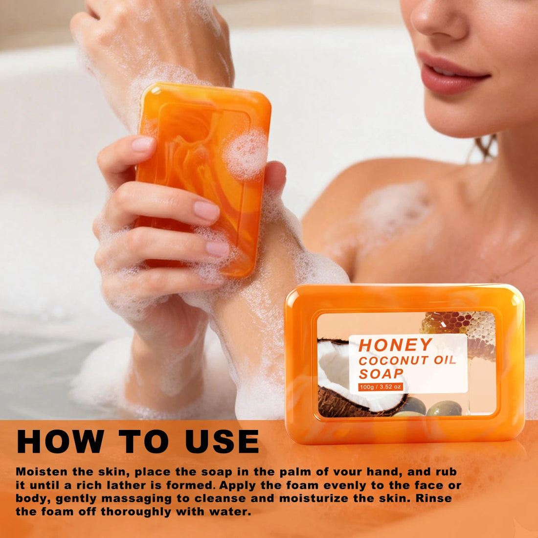 Honey Coconut Oil Soap Deep Cleansing Oil Control Refresh Hydrate For All Skin Types Face Body Care Halalzen
