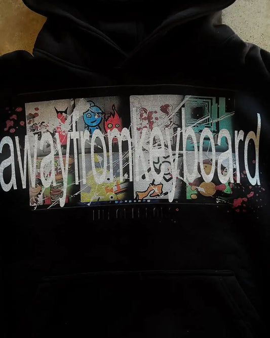 Colorful Harajuku High Street Nostalgic Classic Phenomenon Game Letter Printing Hoodie Men's Lazy Casual Loose Cotton Top Jacket