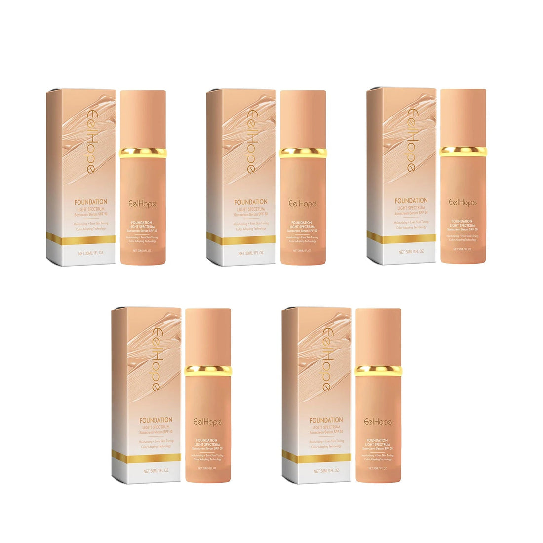 4-in-1 Foundation Liquid Makeup Hydrate Full Coverage Concealer Spf 50 Light Spectrum Sunscreen Serum Repair Moisturizing Primer Halalzen
