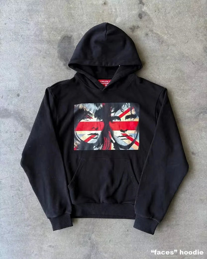 2025 American Retro Design Harajuku Y2K Casual Loose Hoodie Men New Street Hip-hop Fashion Punk Oversized Sweatshirt Women