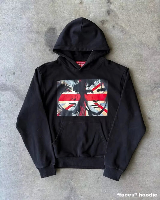 2025 American Retro Design Harajuku Y2K Casual Loose Hoodie Men New Street Hip-hop Fashion Punk Oversized Sweatshirt Women