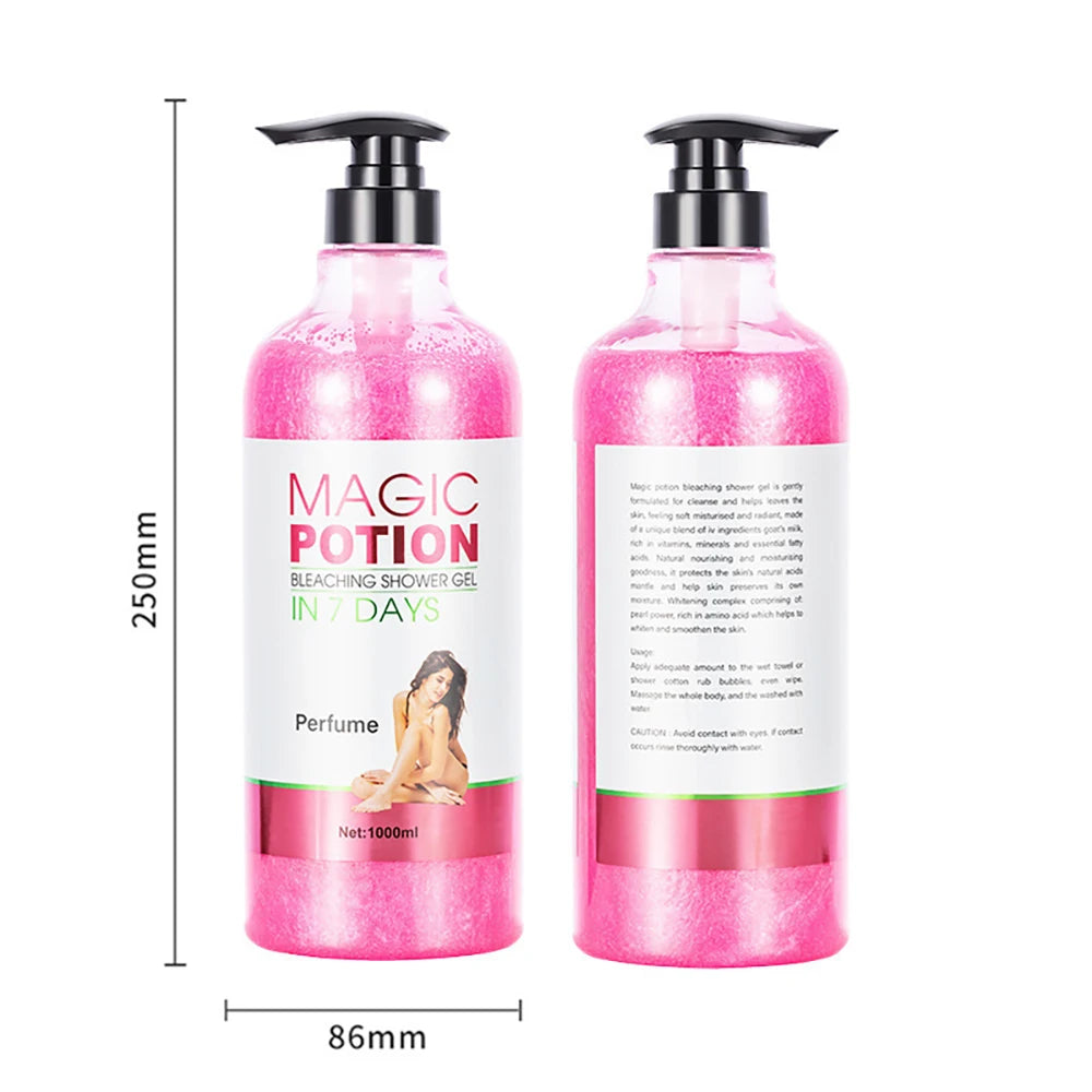 1000ml Kojic Acid Shower Gel Deep Cleansing Brighten Skin Body Wash Skin Whitening Exfoliator Body Care Moisturizing Skincare