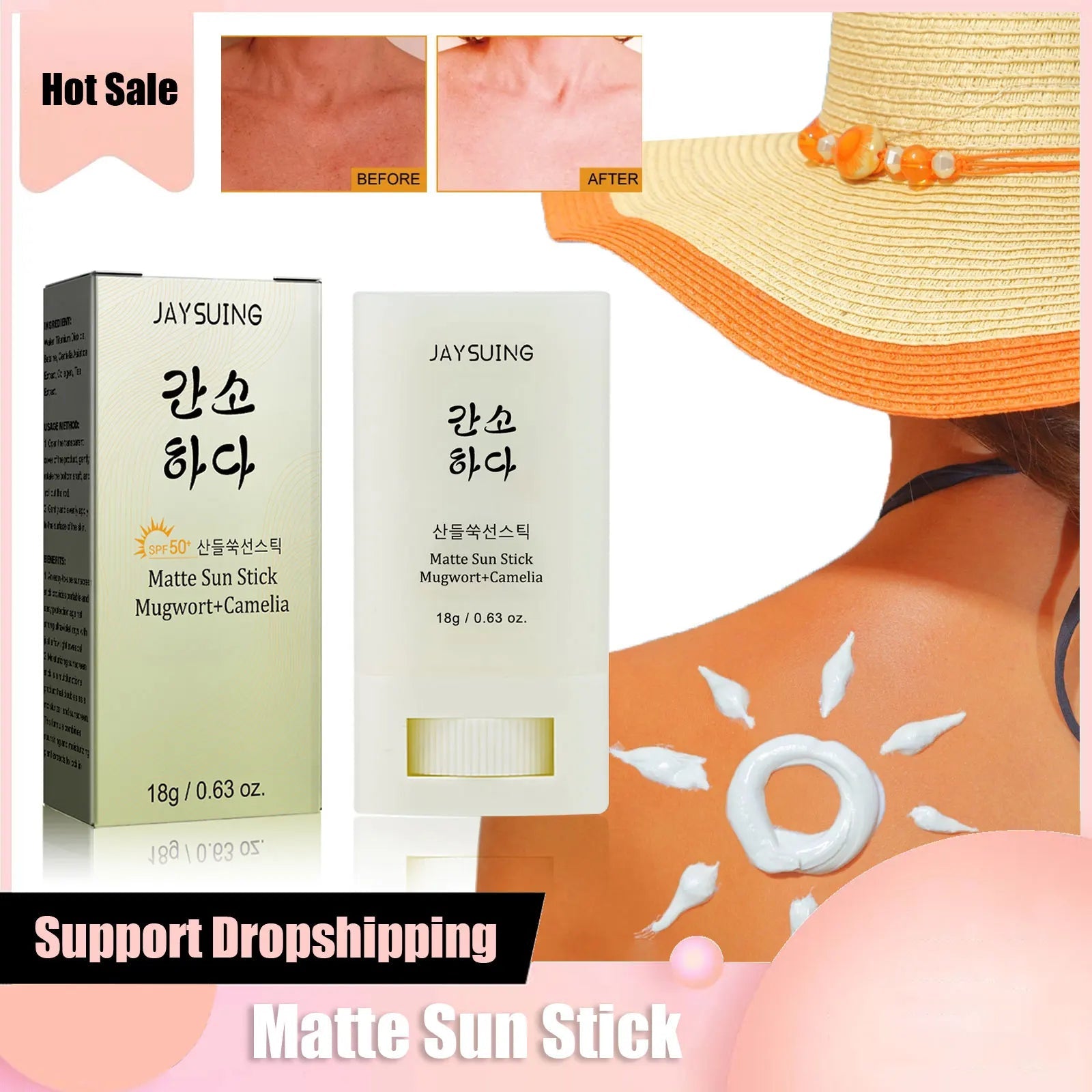 Face Body Sunscreen Matte Sun Stick Spf 50+ Uv Protective Refreshing Hydrating Waterproof Solar Blocker Isolation Sunblock Cream Halalzen
