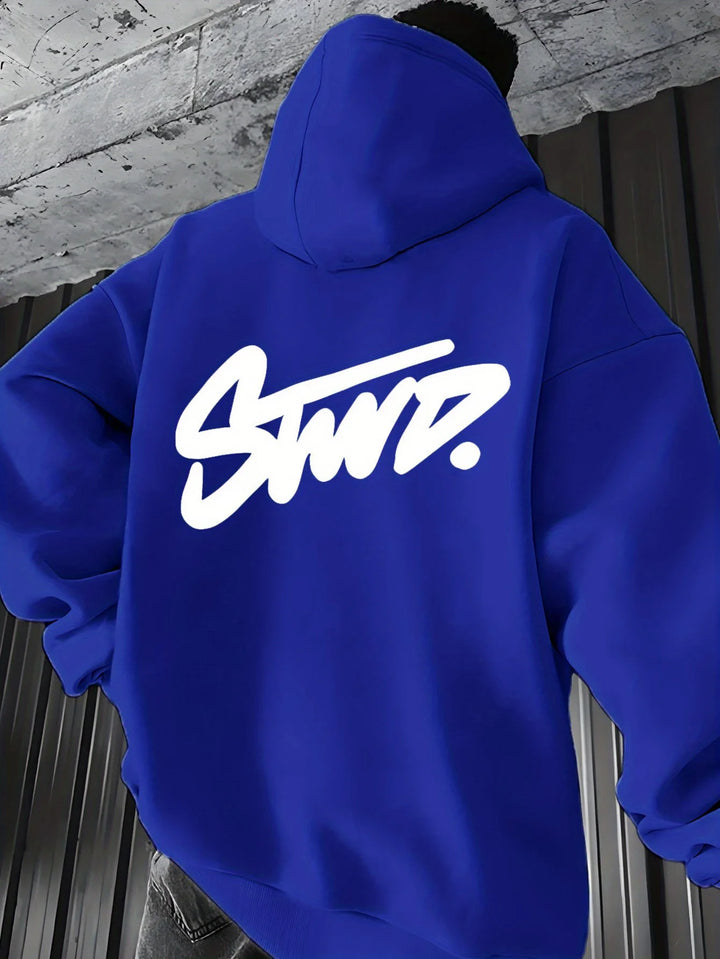 Trendy Hoodie with "swd" Print Design, Kangaroo Pocket, Casual Wear for Couples, All-Season Pullover with Drawstring Hood