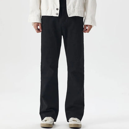 N-style Retro Korean Version of High Street Micro Horn Loose Slimming Tie-in Straight Black Autumn and Winter Jeans Man