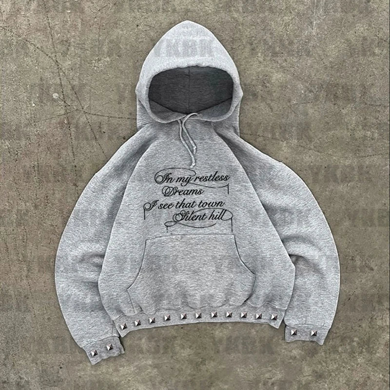 Autumn Winter New Minimalist Design Men Women Hooded Sweatshirt Y2k Loose Fashion Print Letter Harajuku Casual Goth Sweatshirt