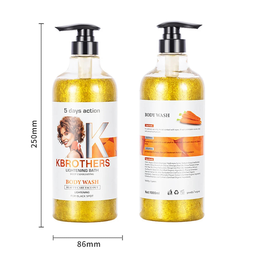 1000ml Kojic Acid Shower Gel Deep Cleansing Brighten Skin Body Wash Skin Whitening Exfoliator Body Care Moisturizing Skincare
