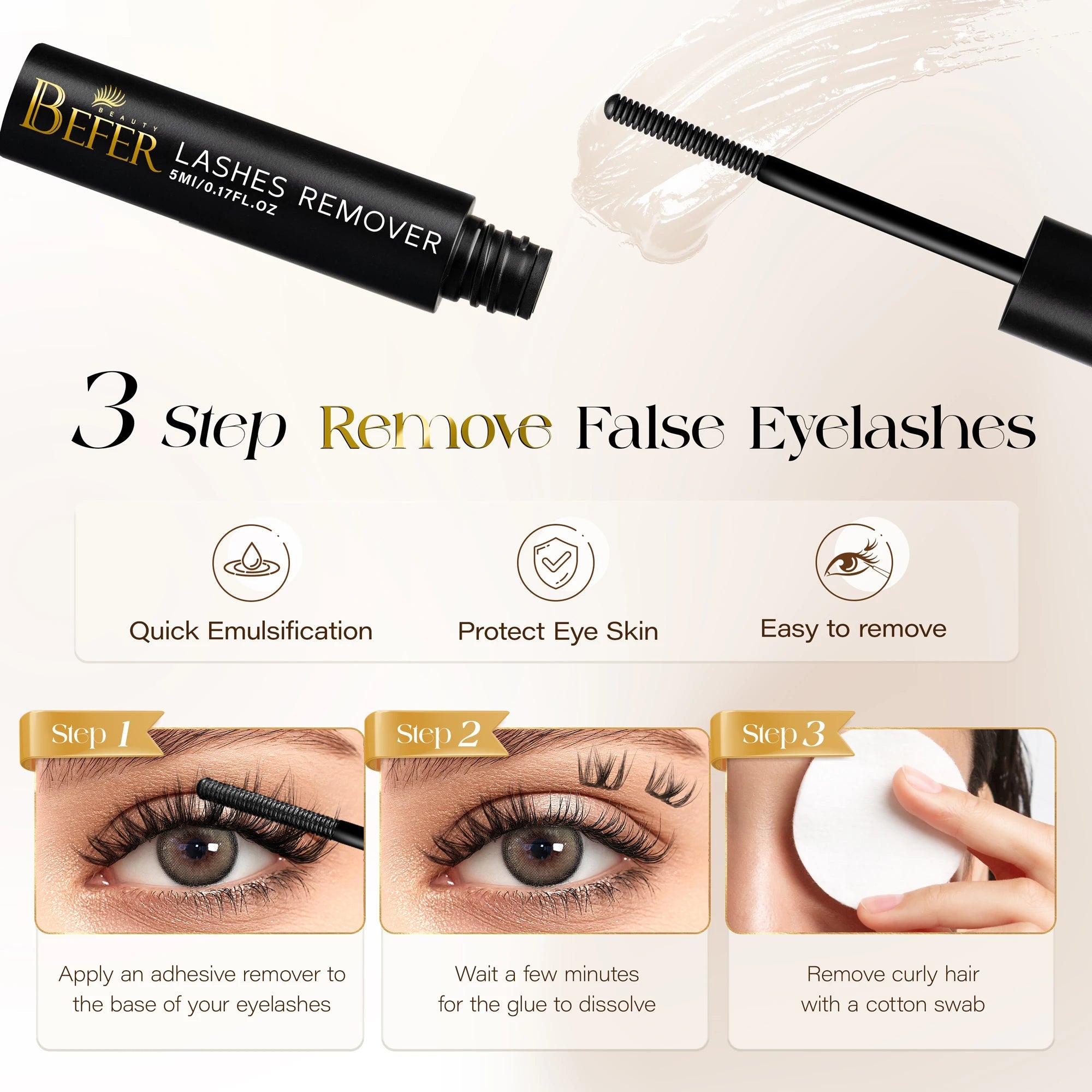 BEFER Glue For Eyelashes 2in1 Lash Bond And Seal Eyelash Glue+Eyelash Remover Waterproof Eyelashes Adhesives Strong Fixed Lash Halalzen