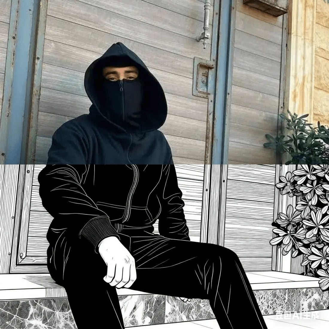 Ninja mask hooded men's winter windproof and warm double hat design sports jacket outdoor running and cycling jacket Gothic Hara