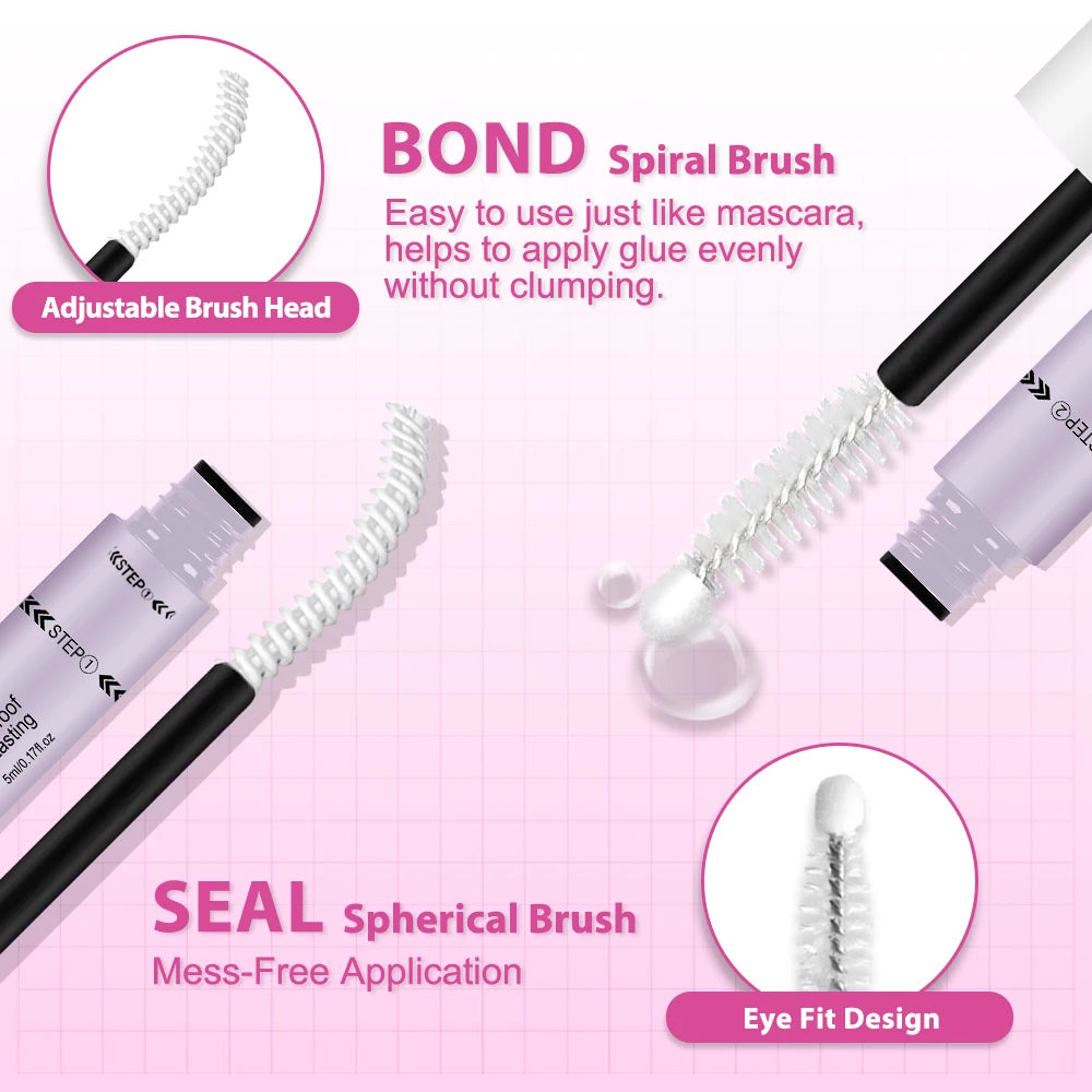 uCoolMe Lash Bond and Seal with Fast Glue Remover Strong Hold 150H Lashes Extension Waterproof and Long Lasting DIY Makeup Tool