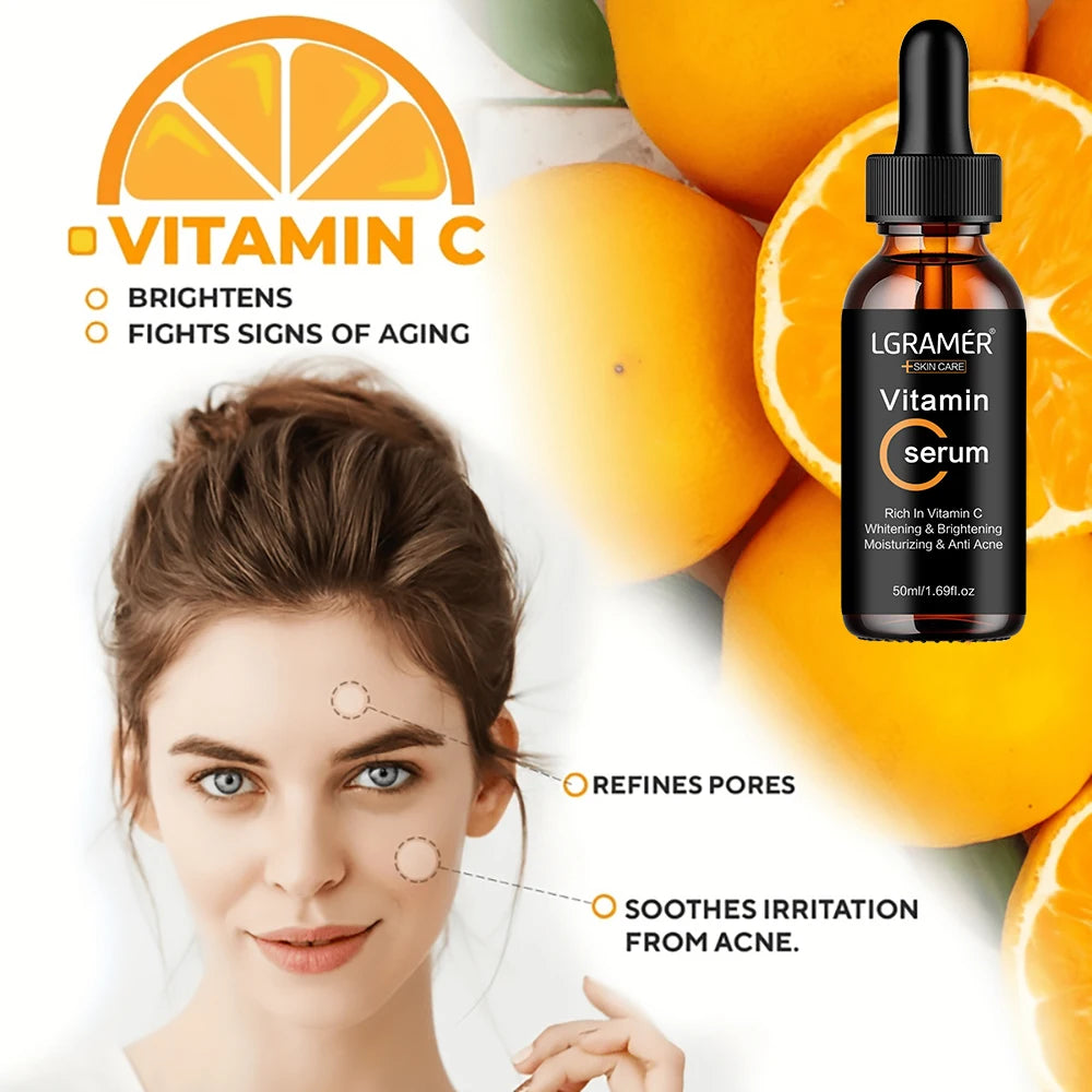 Skincare Products Vitamin C Facial Serum Brighten Skin Lighten Spots Hyaluronic Acid Face Essence Skin Care Products 30/50ml