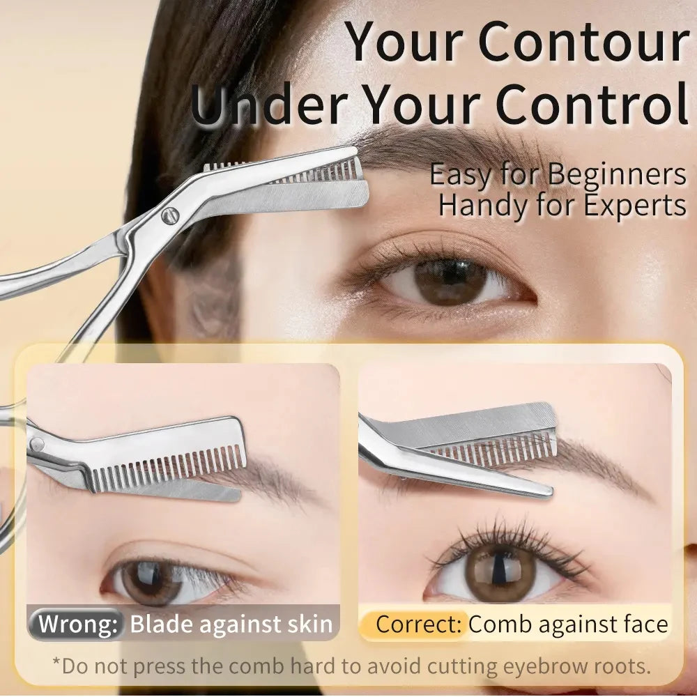High Quality Eyebrow Trimming Scissors with Combs Professional Stainless Steel Grooming Eyebrow Shaping Scissors Tools