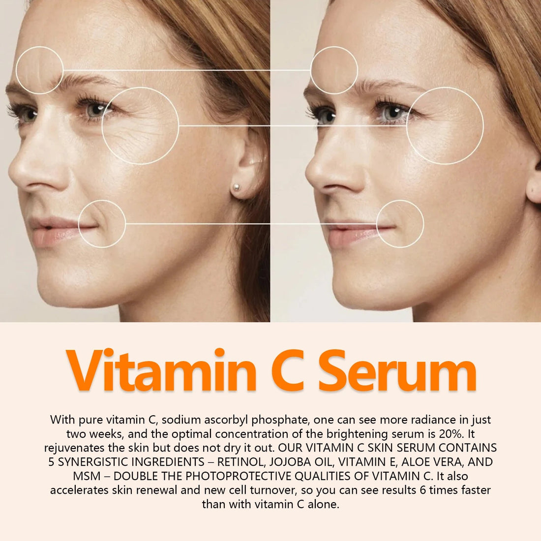 Vitamin C Facial Serum Reduces Fine Lines and Brightens Skin Naturally Without Added Retinol, Jojoba Oil Facial Care Products Halalzen