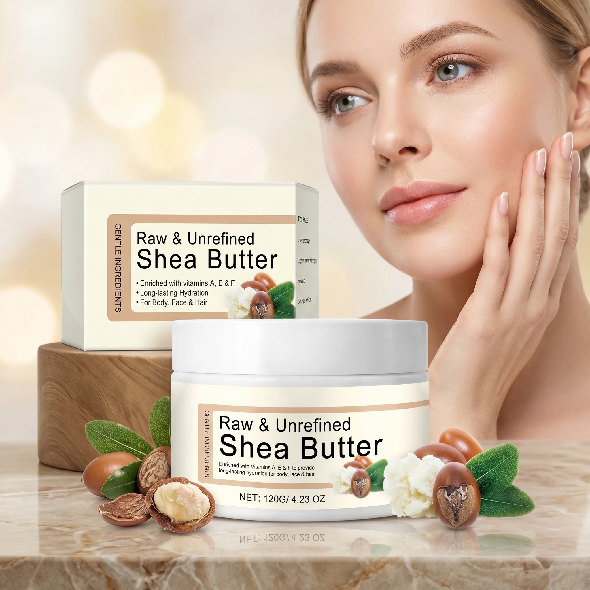 Natural Shea Butter Cream Improve Dry Skin On Legs Arms Deep Hydrating Moisturizing Skin Cracks Organic Face Body Moisturizer