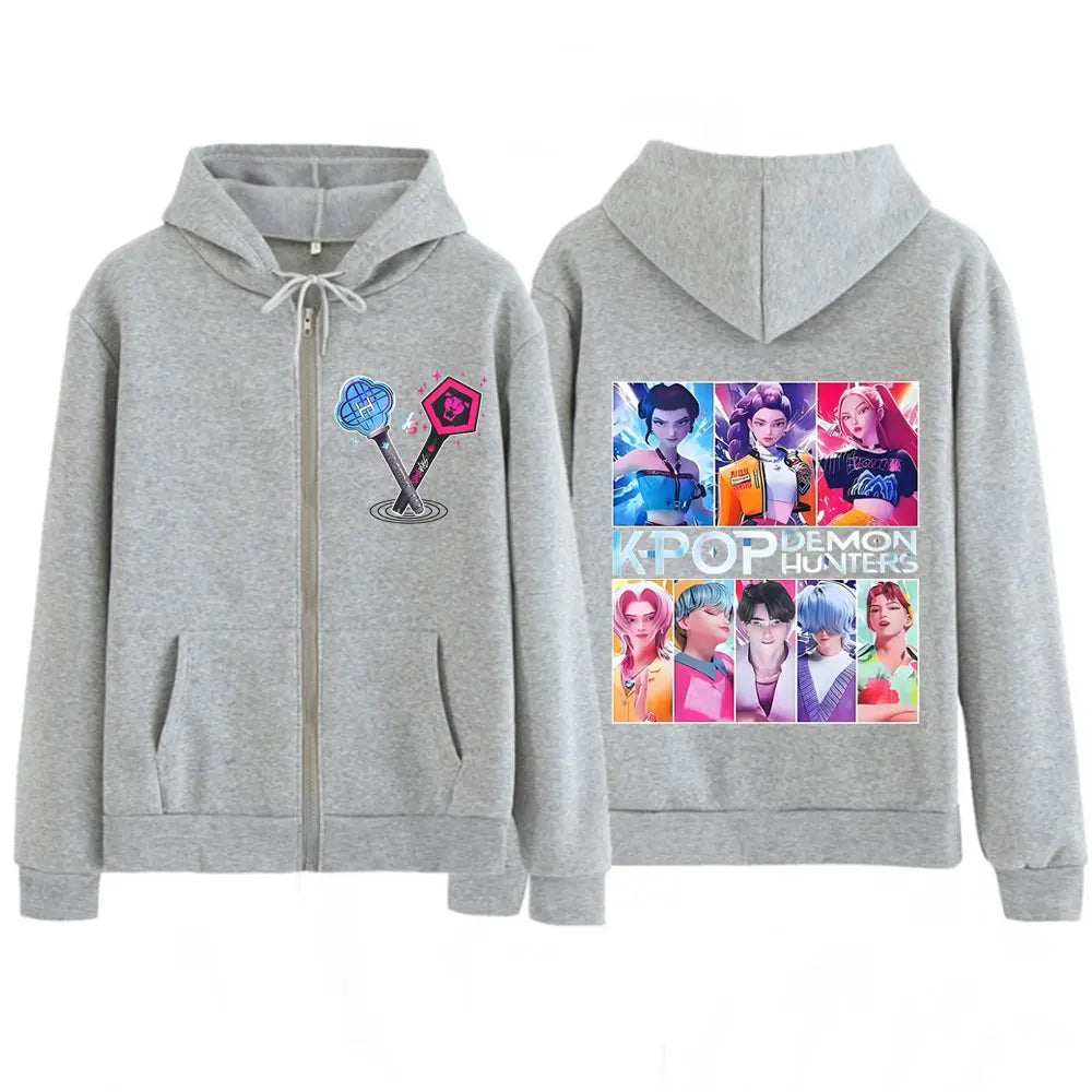 Kpop Demon Hunters Saja Boys Anime Graphic Zipper Hoodies Unisex Fashion Sweatshirt Long-sleeved Aesthetic Fan Gifts Jacket Coat
