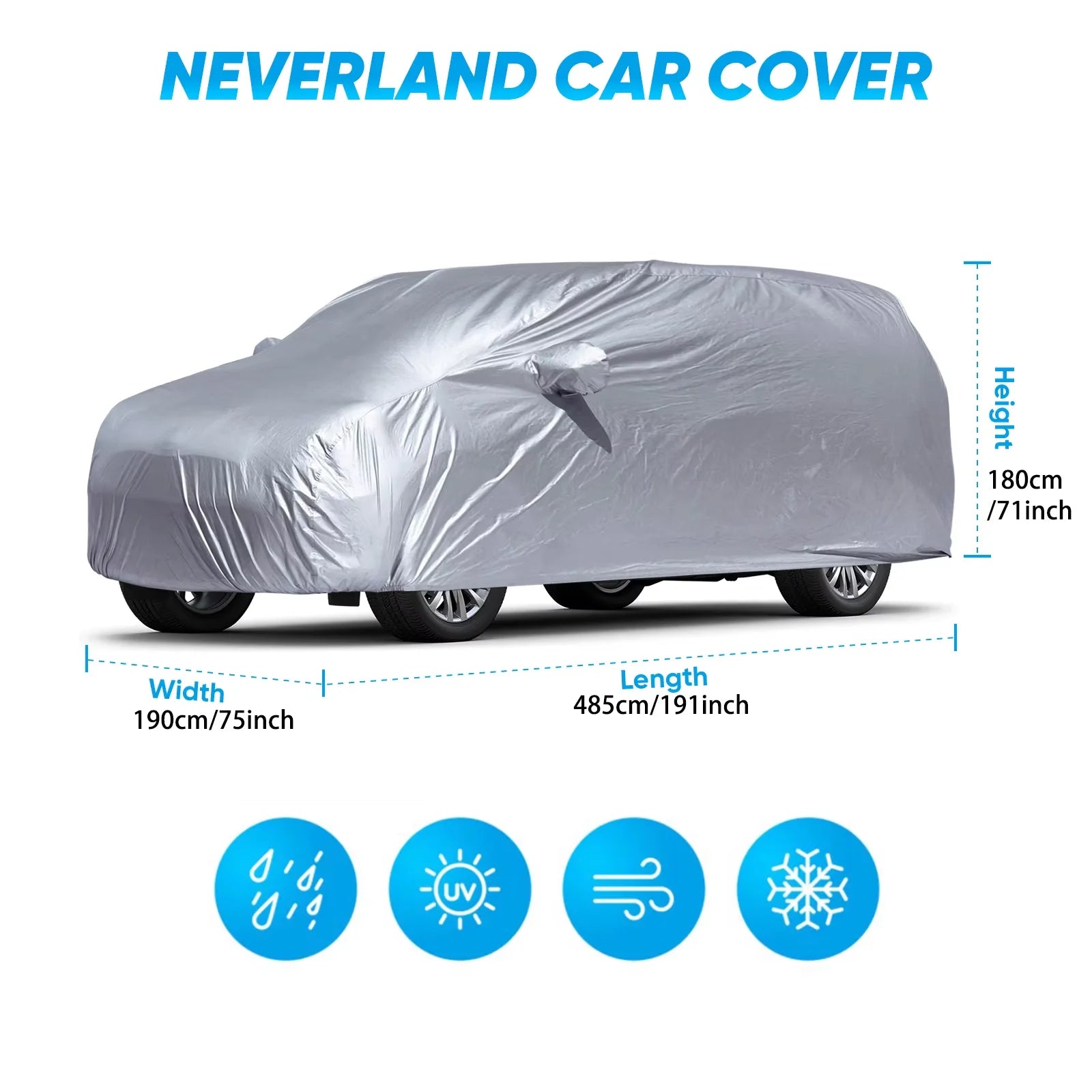Universal SUV/Sedan Full Car Covers Outdoor Waterproof Sun Rain Snow Dust Resistant Protection UV Car silver Auto Case Cover