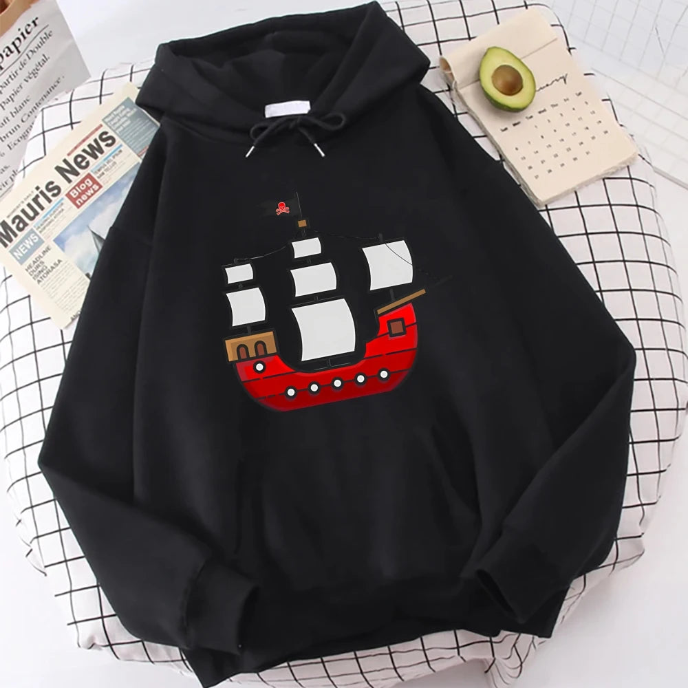 Ship Graphic Sweatshirts Y2K Man And Woman Hoodies Comfort Oversized Streetwear Sweater Casual Lightweight Unisex Autumn Clothe