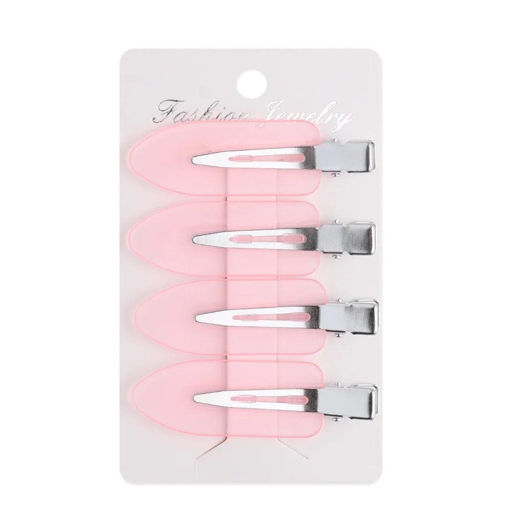4 Pcs Seamless No Crease Barrettes Makeup Clip No Bend Hair Clip Professional Salon Styling Fixed hairpin Woman Man Hairdressing