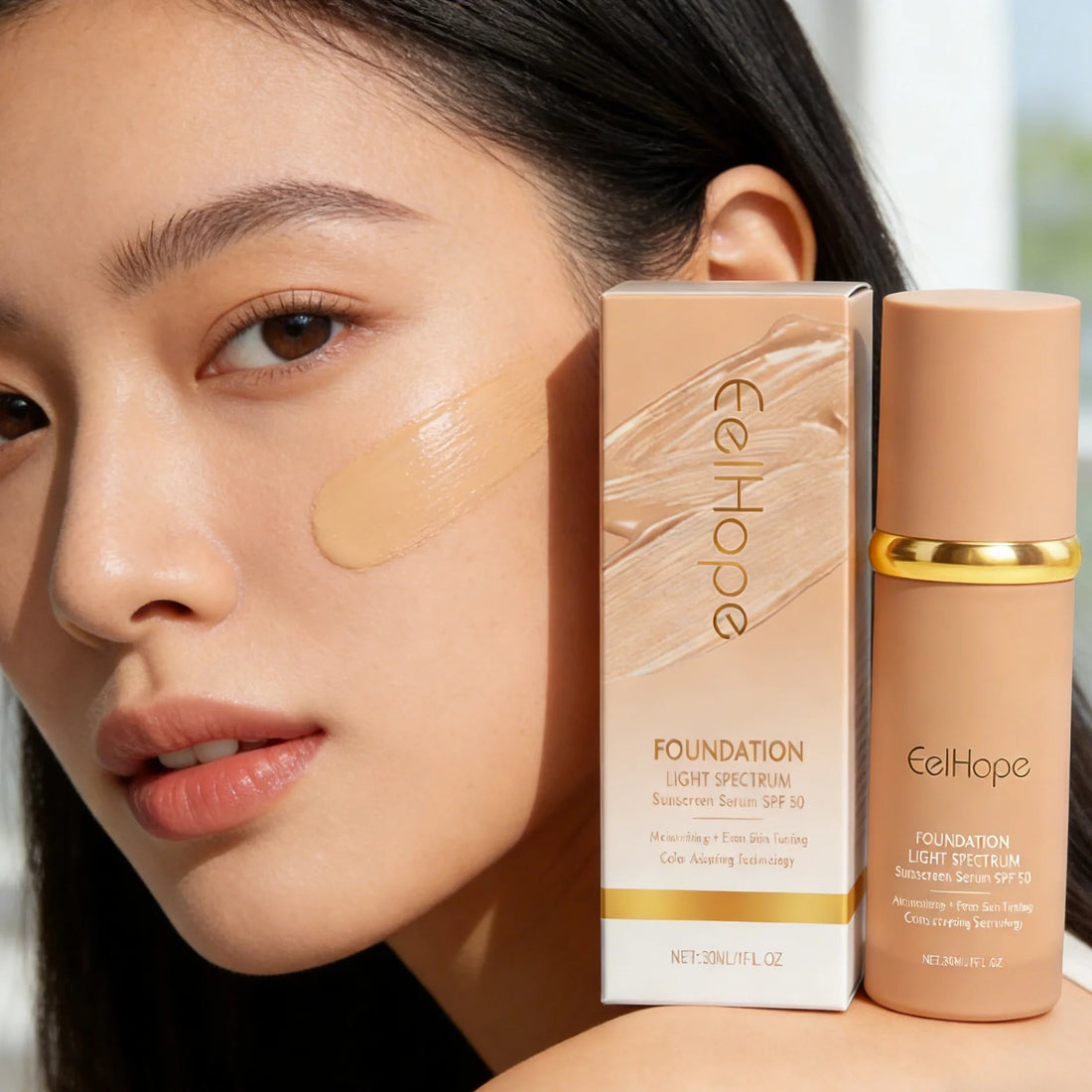 4-in-1 Liquid Foundation Spf 50+ Magic Color Changing Matte Long-Lasting Waterproof Sweating Moisturizing Coverage Makeup Base Halalzen