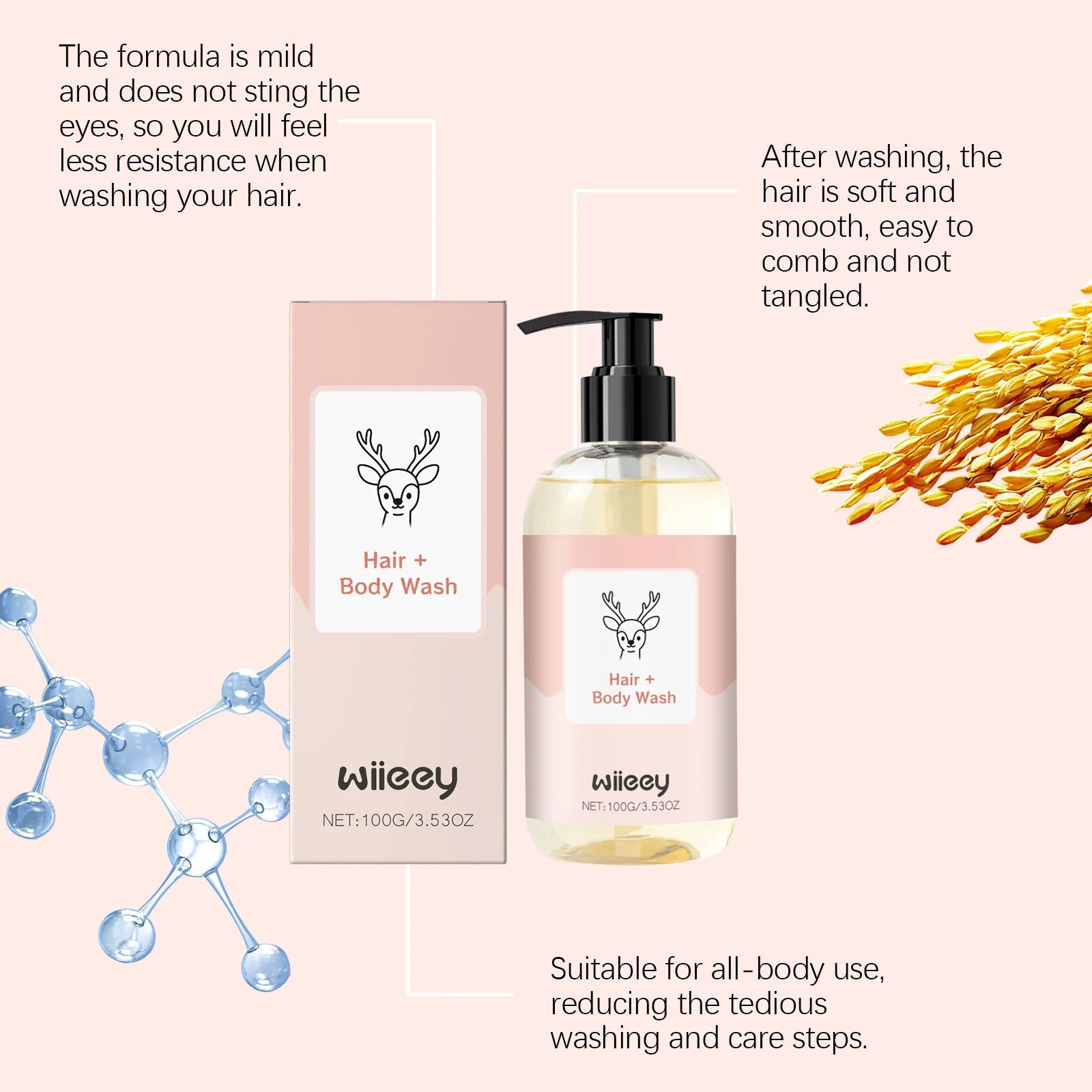 2 in 1 Children Shampoo Body Wash Gentle Cleansing Moisturizing Soothing Soft Smoothing Fresh Fragrance Refreshing Body Skincare Halalzen