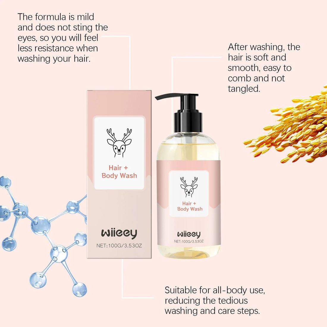 2 in 1 Children Shampoo Body Wash Gentle Cleansing Moisturizing Soothing Soft Smoothing Fresh Fragrance Refreshing Body Skincare Halalzen