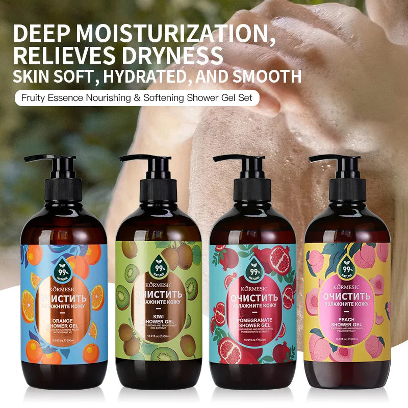 500ml Organic Fruit Infusion Shower Gel Body Lotion Skin Whitening Wash Bath Brightening Delicate Smooth Skin Care Cream Halalzen