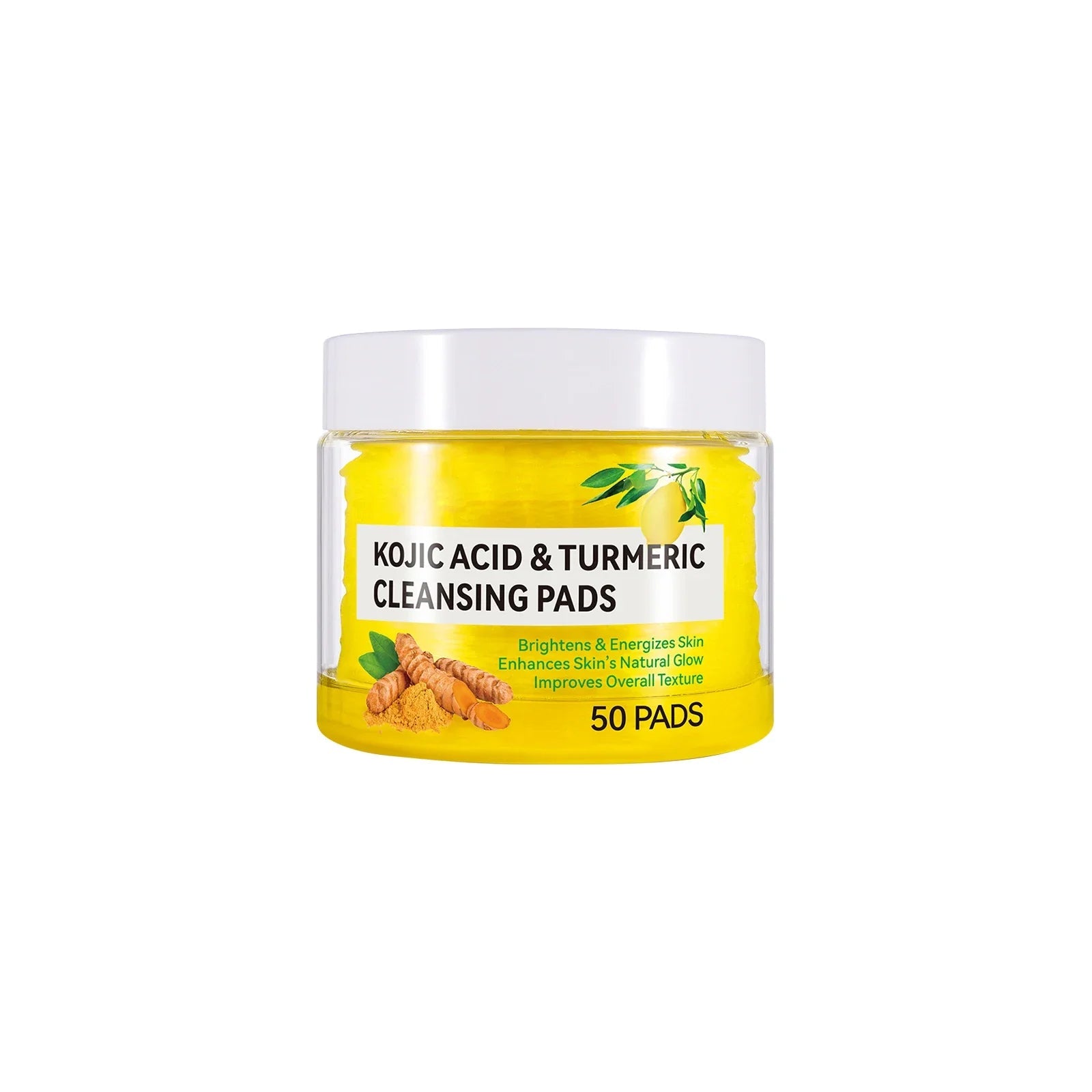 50pcs Kojic Acid Turmeric Cleansing Pads Curcuma Longa Root Facial Sponges Exfoliating Pads Daily Cleansing Skin Care Product Halalzen