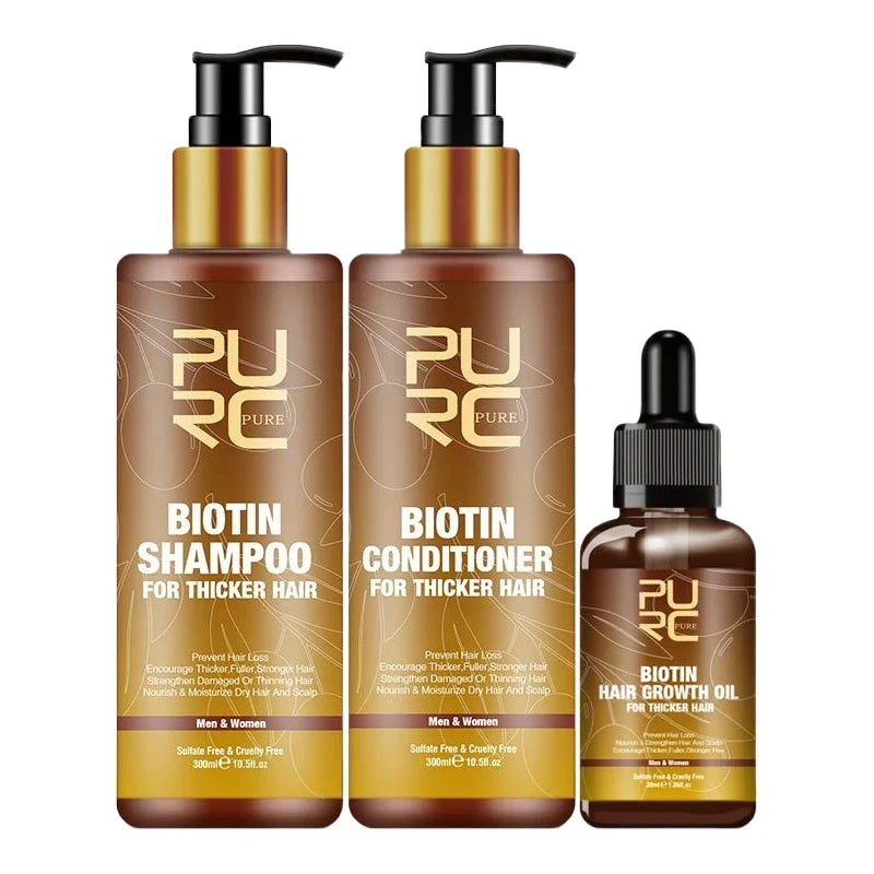 PURC Smoothing Hair Scalp Treatment Hair Shampoo Biotin Hair Oil and Conditioner Set for Men Women Hair Care Halalzen