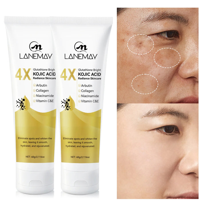 4X Glutathione Bright Kojic Acid Radiance Skincare - Eliminates Spots, Evens Tone, Smooths & Hydrates, 60g