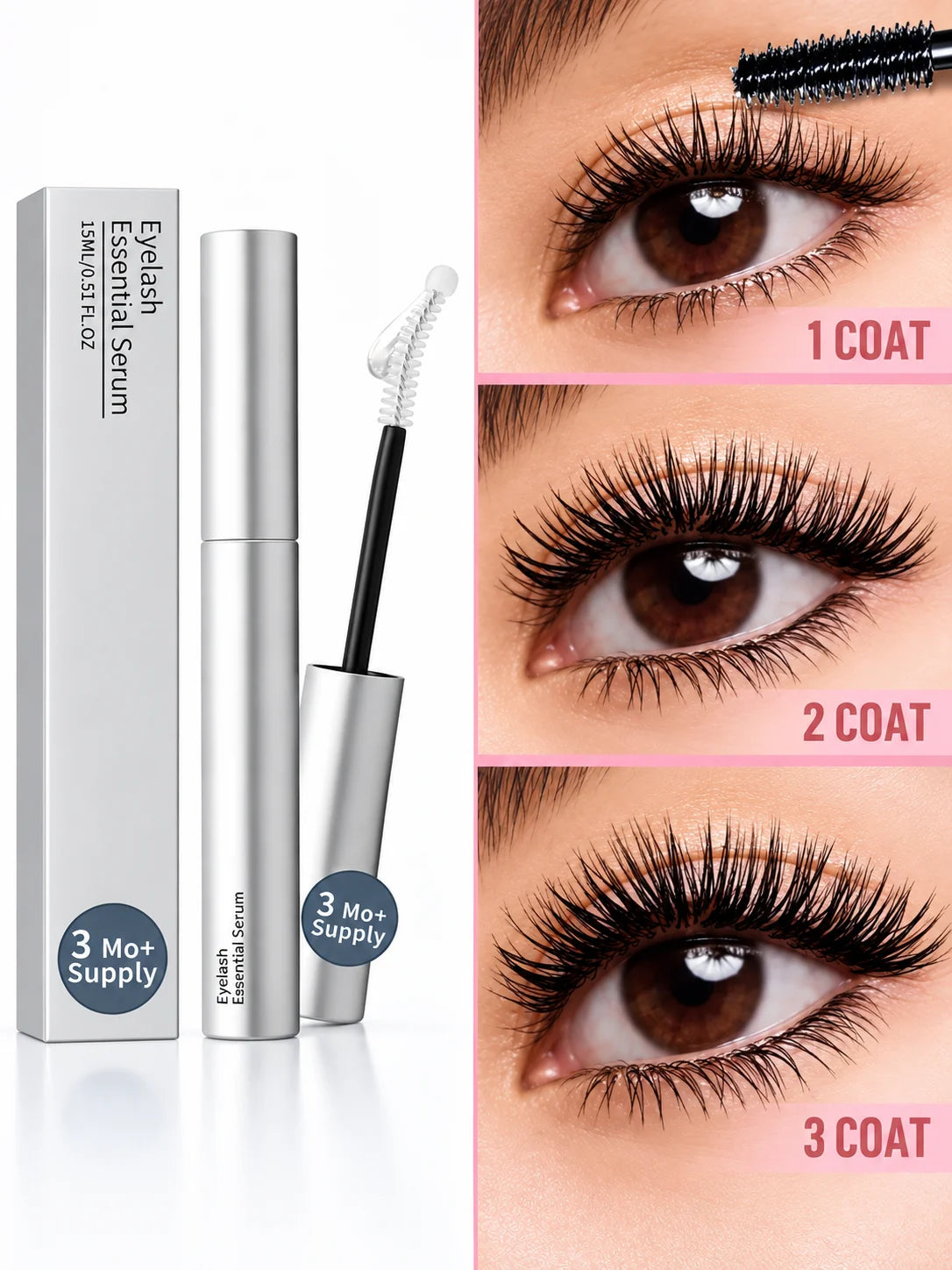 Fast Natural Curling Eyelash Essence – Precision Brush for Defined Eye Makeup, Lightweight Hydrating Formula, Daily Lash Care