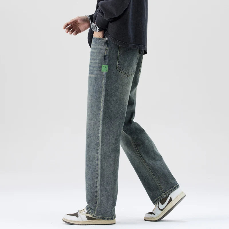 N Straight Leg Wide Leg Trend Comfortable Thin Loose Versatile Men 2025 Autumn and Winter New Jeans Men