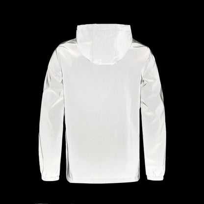 Mens Double Fabric Night Reflective Jackets Hip Hop Dancer Singer Waterproof Zipper Coats Outwear Windbreaker Hooded Jacket