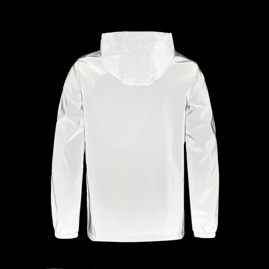 Mens Double Fabric Night Reflective Jackets Hip Hop Dancer Singer Waterproof Zipper Coats Outwear Windbreaker Hooded Jacket