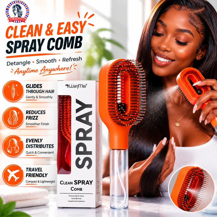 2 in 1 Built-in Spray Detangling Hair Brush Anti Static Reduce Frizz Even Mist Moisturizing Massage Comb Travel Styling Tool