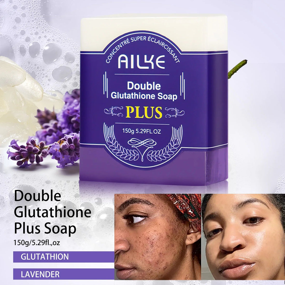 AILKE Glutathione PLUS Whitening Skin Care Set, Moisturizing, Even Skin Tone, Improve Dark, Black Skin, Reduce Spots, Freckle Halalzen
