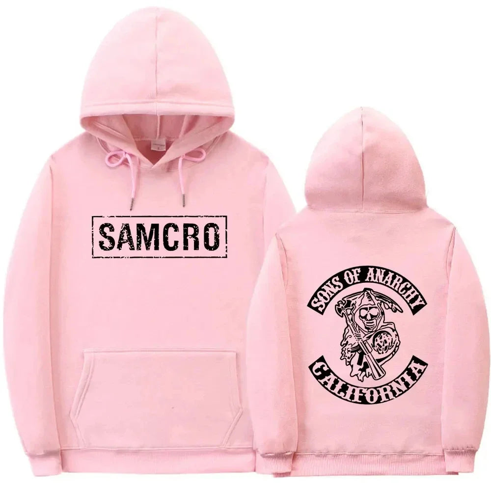 Double Sided Print Hoodie Sweatshirt Tops Sons of Anarchy SAMCRO  Men Womnen Fashion Brand Design Pullover Cotton Fleece Hoodies