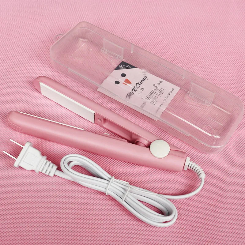 Electric Ceramic Mini Hair Straightener Unisex Portable Flat Iron Wet/Dry Straightening Curling Irons Black FastHeat Hair Curler Halalzen