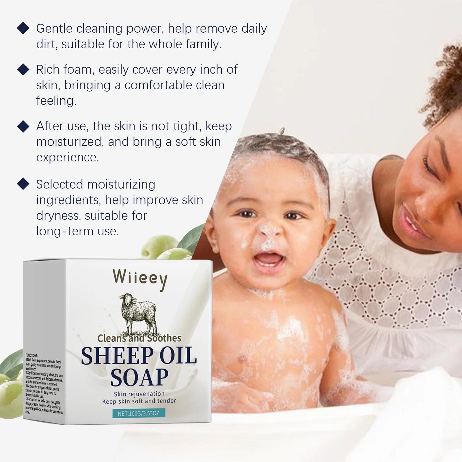 Lanolin Moisturizing Soap - Gentle, Refreshing & Oil-Control Soap for Body Cleansing, Facial Cleansing and Bathing Halalzen