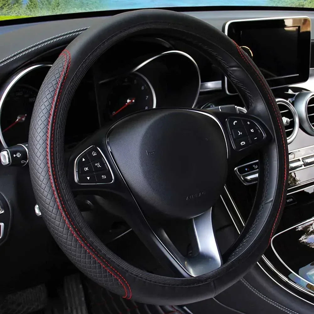 Car Steering Wheel Cover Skidproof Auto Steering- Wheel Cover Anti-Slip Embossing Leather Car-styling Car Accessories