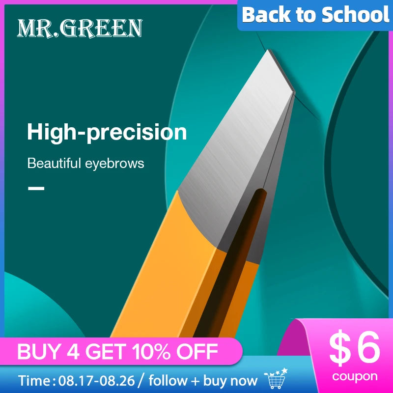 MR.GREEN  Eyebrow Tweezer Colorful Hair Beauty Fine Hairs Puller Stainless Steel Slanted Eye Brow Clips Removal Makeup Tools