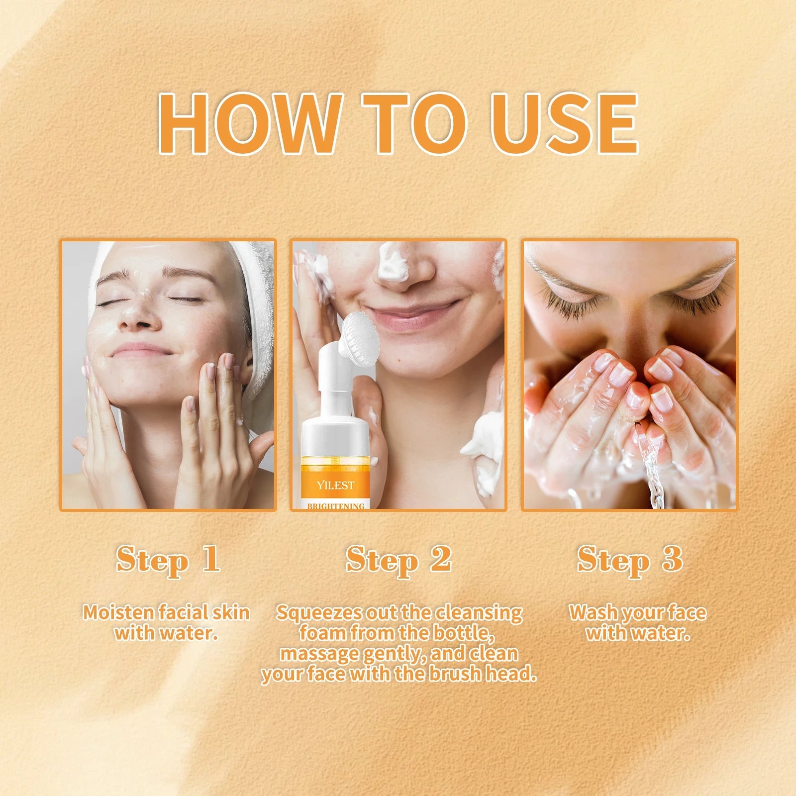 YILEST Brightening Facial Cleanser 100ml - with Kojic Acid, Turmeric & Rose Water, Soft Brush Head for Deep Cleansing, Acne Care Halalzen