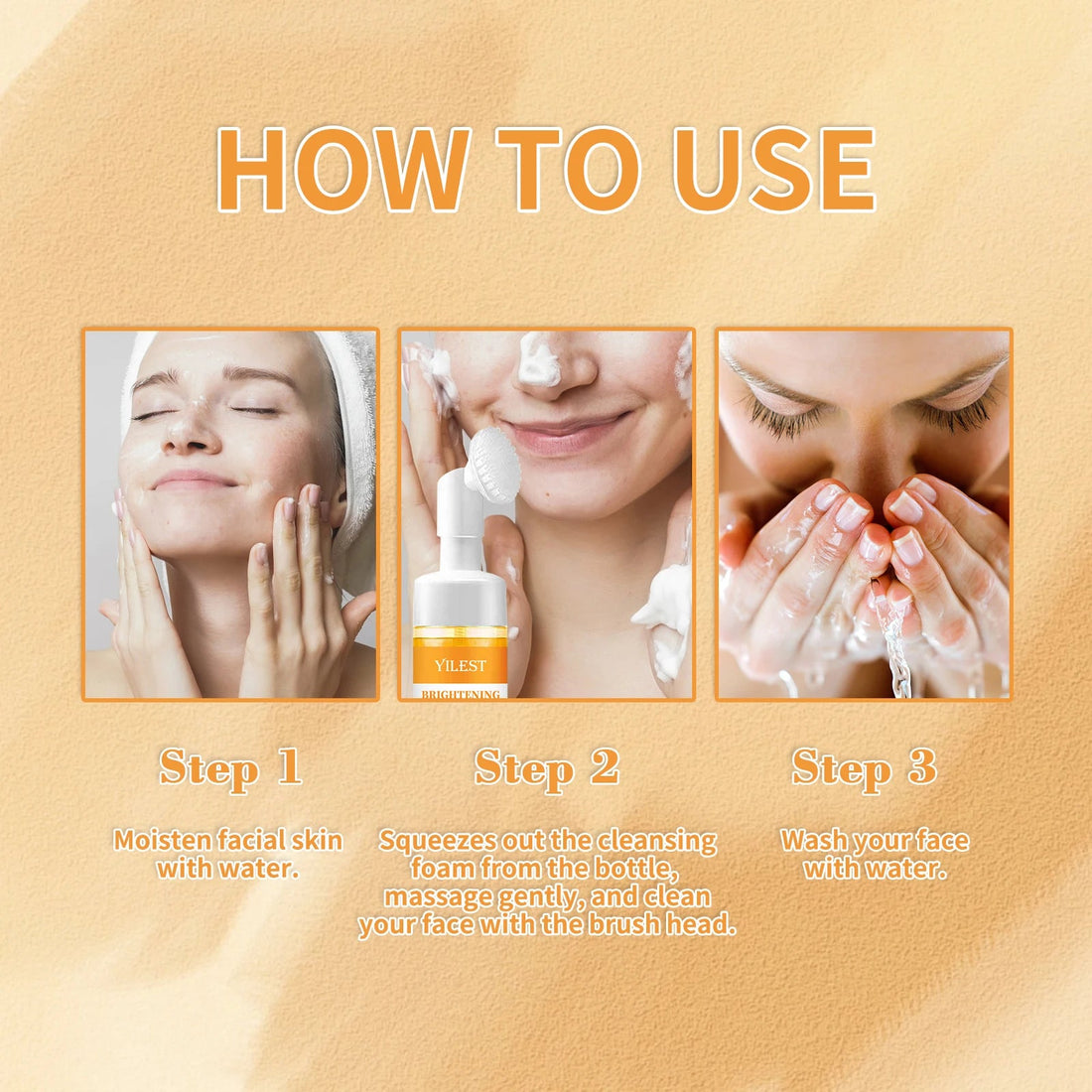 YILEST Brightening Facial Cleanser 100ml - with Kojic Acid, Turmeric & Rose Water, Soft Brush Head for Deep Cleansing, Acne Care Halalzen