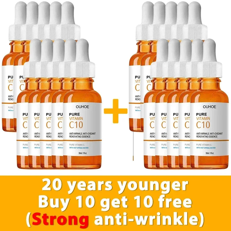 Vitamin C Wrinkle Remover Face Serum Lifting Firming Fade Fine Lines Anti-aging Essence Whitening Brighten Nourish Skin Care Halalzen