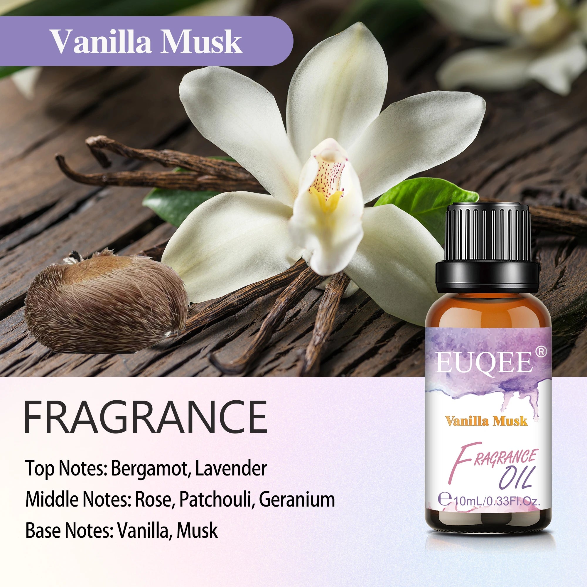 EUQEE 10ml 30ml 100ml Blend Essential Oil White Musk Baby Powder Almond & Vanilla Fragrance Oil for Diffuser Making Candle